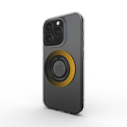 Magnetischer Ringhalter Schwarz Gelb – Seitenansicht auf Handyhülle