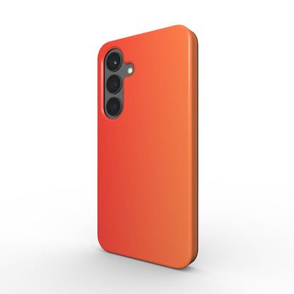 Stoßfeste Handyhülle mit Gradient Orange-Lila, seitliche Ansicht mit Kameraöffnung