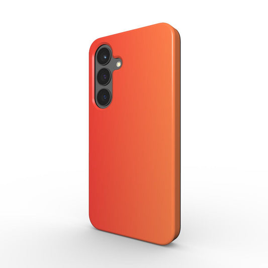 Stoßfeste Handyhülle mit Gradient Orange-Lila, seitliche Ansicht mit Kameraöffnung