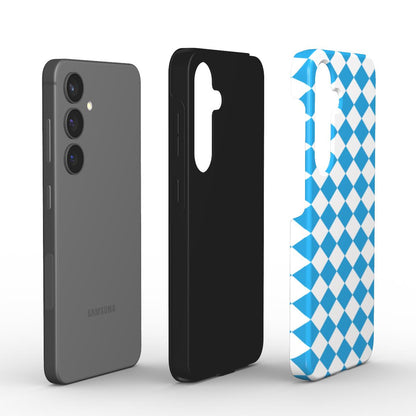 Dual-Layer Aufbau PC+TPU der stossfesten Handyhuelle Blau-Weiss Karo