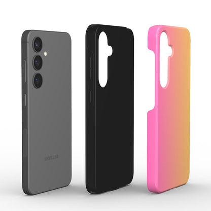  Stoßfeste Handyhülle Farbverlauf Pink-Gelb – Explosionsansicht mit Dual-Layer