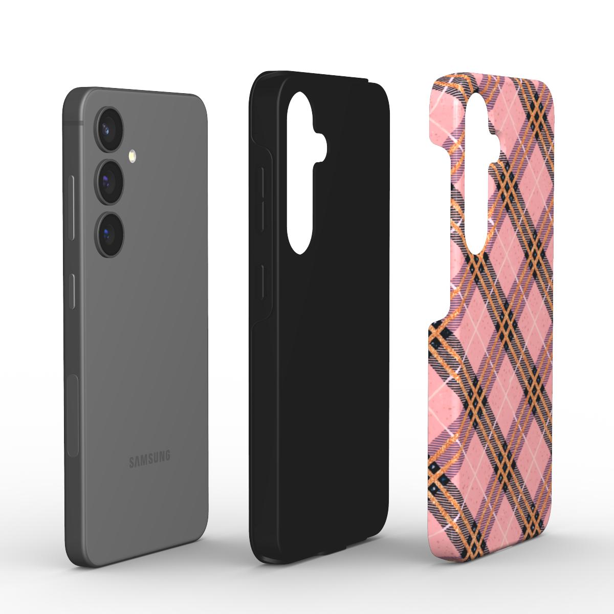 Explosionsansicht des Tough Case mit Dual-Layer PC+TPU und separatem Smartphone.